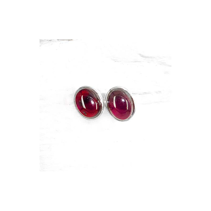 Granat - Ohrstecker Oval